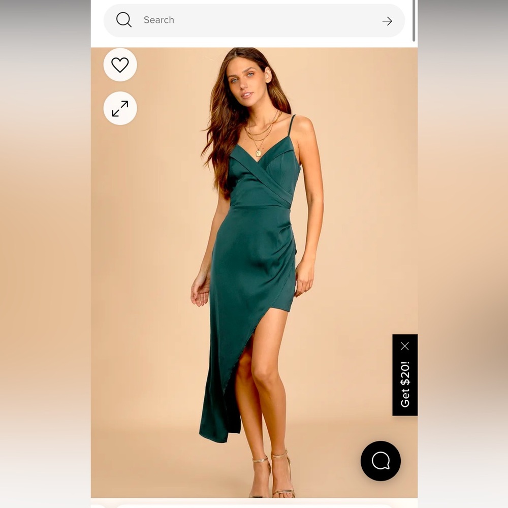 Lulus Let's Celebrate Tonight Dark Teal Satin Asymmetrical Dress Size Medium